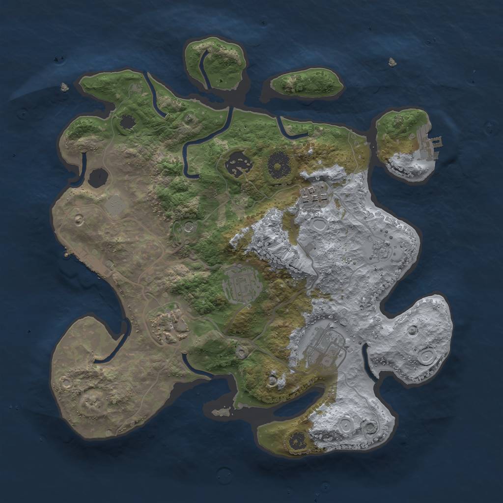 Rust Map: Procedural Map, Size: 3000, Seed: 239825980, 12 Monuments