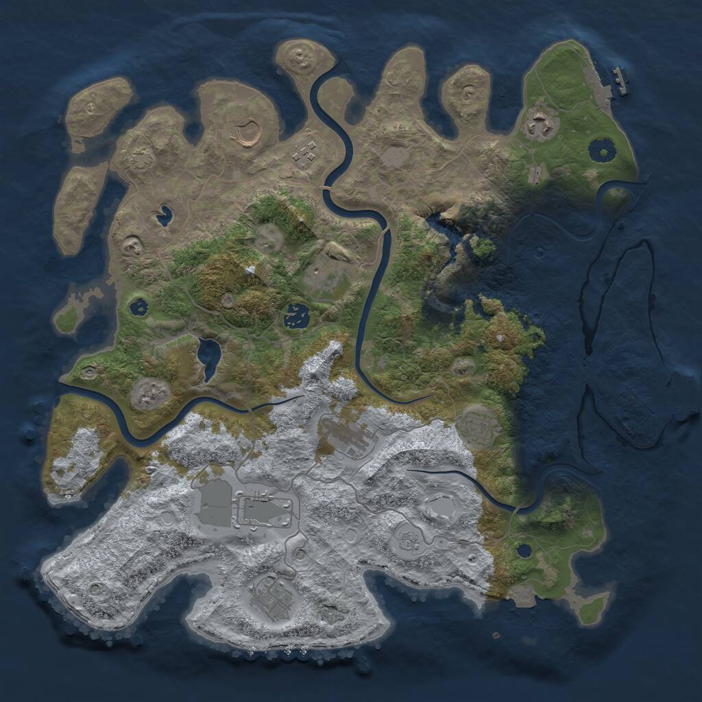 Rust Map: Procedural Map, Size: 4000, Seed: 258344384, 15 Monuments