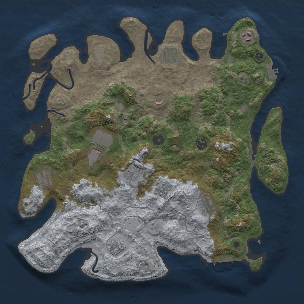 Rust Map: Procedural Map, Size: 4000, Seed: 258344384, 17 Monuments