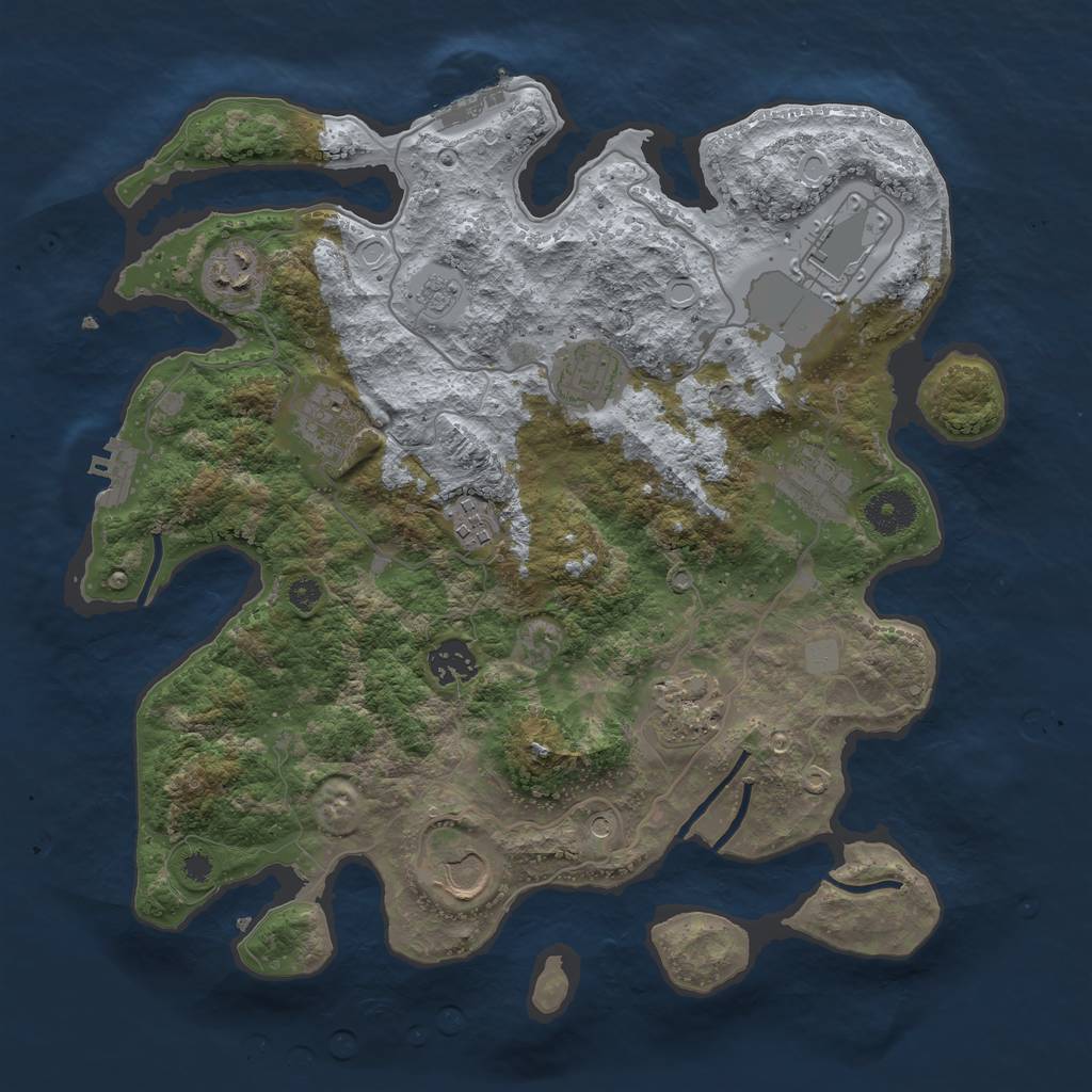 Rust Map: Procedural Map, Size: 3500, Seed: 49353, 16 Monuments