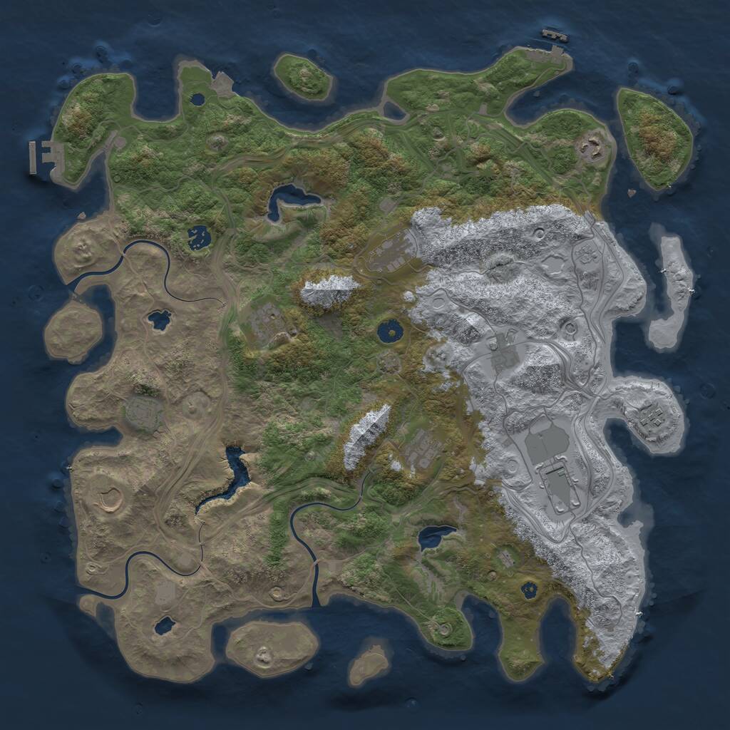 Rust Map: Procedural Map, Size: 4500, Seed: 1620162429, 16 Monuments