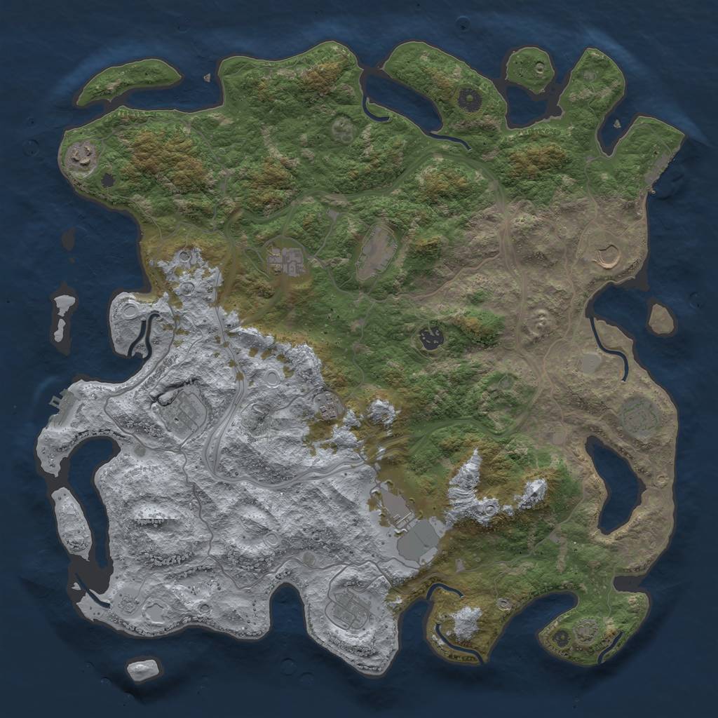 Rust Map: Procedural Map, Size: 4500, Seed: 46934724, 18 Monuments