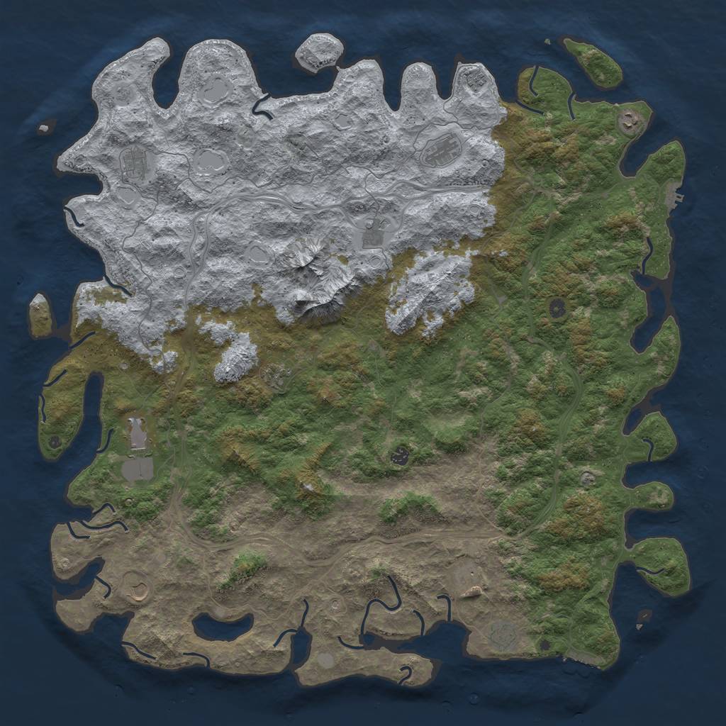 Rust Map: Procedural Map, Size: 6000, Seed: 23745768, 18 Monuments