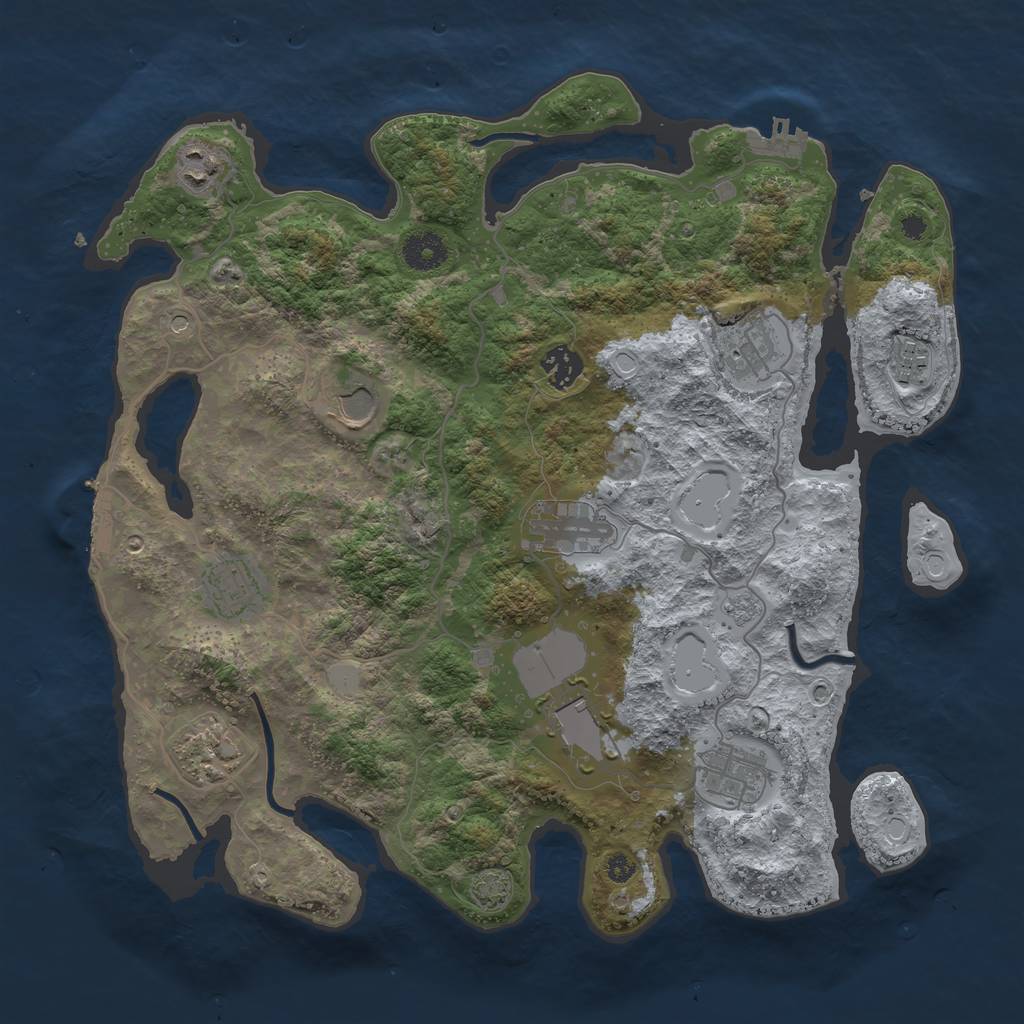 Rust Map: Procedural Map, Size: 3700, Seed: 1729208714, 18 Monuments