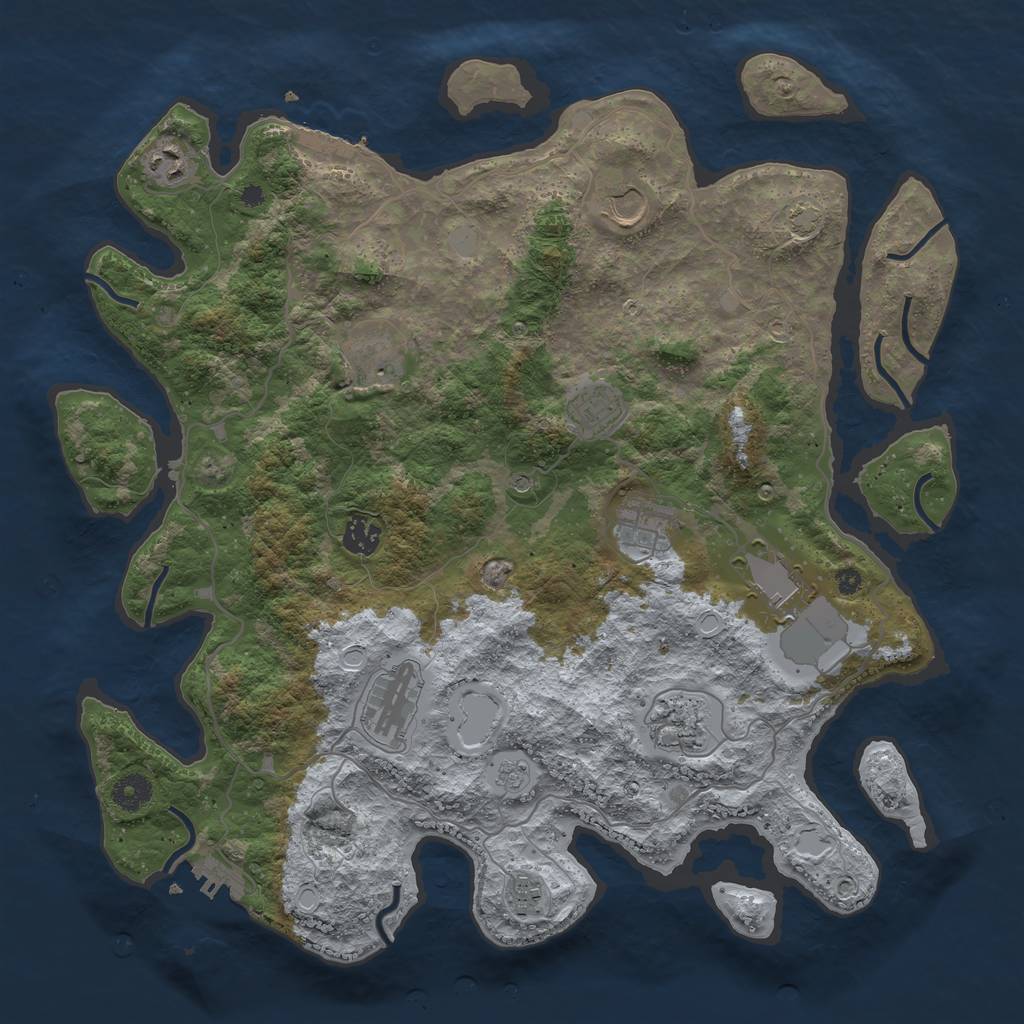 Rust Map: Procedural Map, Size: 4000, Seed: 626377, 18 Monuments