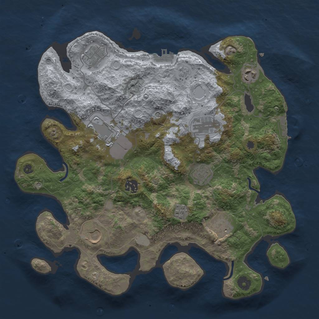 Rust Map: Procedural Map, Size: 3500, Seed: 111951237, 16 Monuments