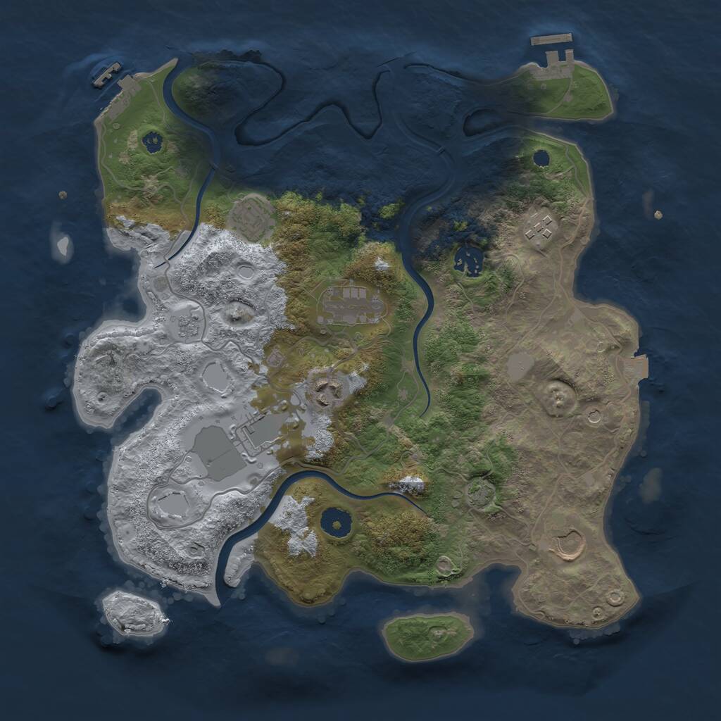 Rust Map: Procedural Map, Size: 3550, Seed: 32194, 13 Monuments