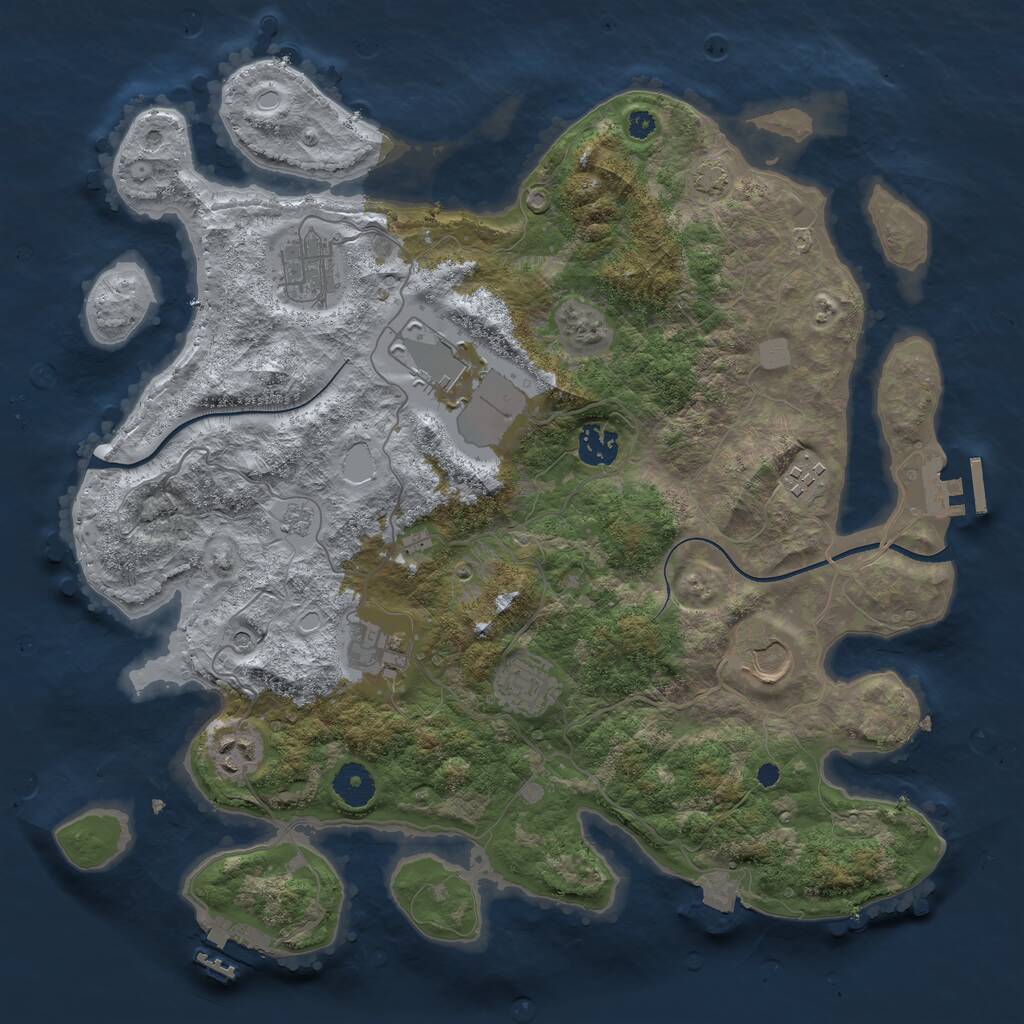 Rust Map: Procedural Map, Size: 3700, Seed: 1679293575, 14 Monuments