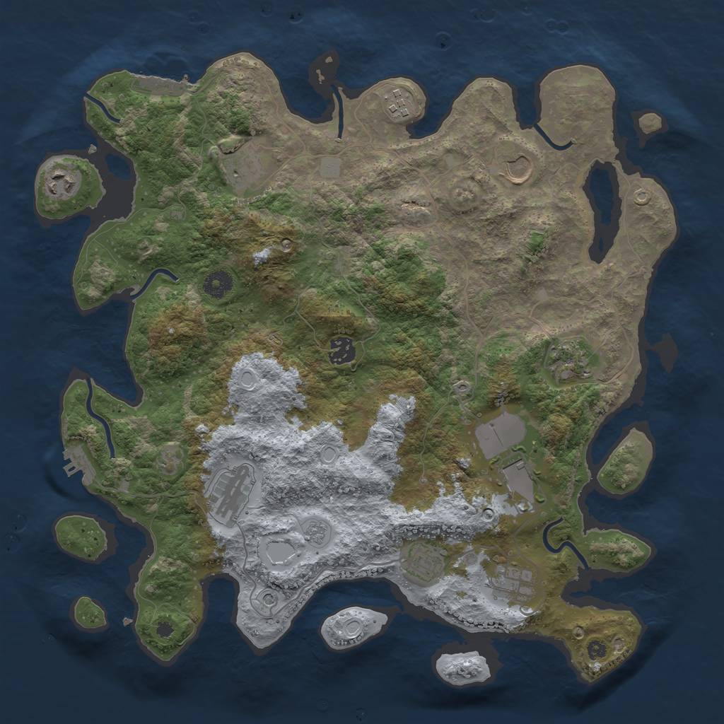 Rust Map: Procedural Map, Size: 3850, Seed: 1033, 17 Monuments
