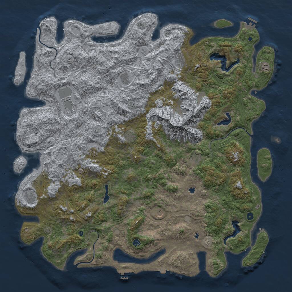 Rust Map: Procedural Map, Size: 6000, Seed: 61432278, 17 Monuments