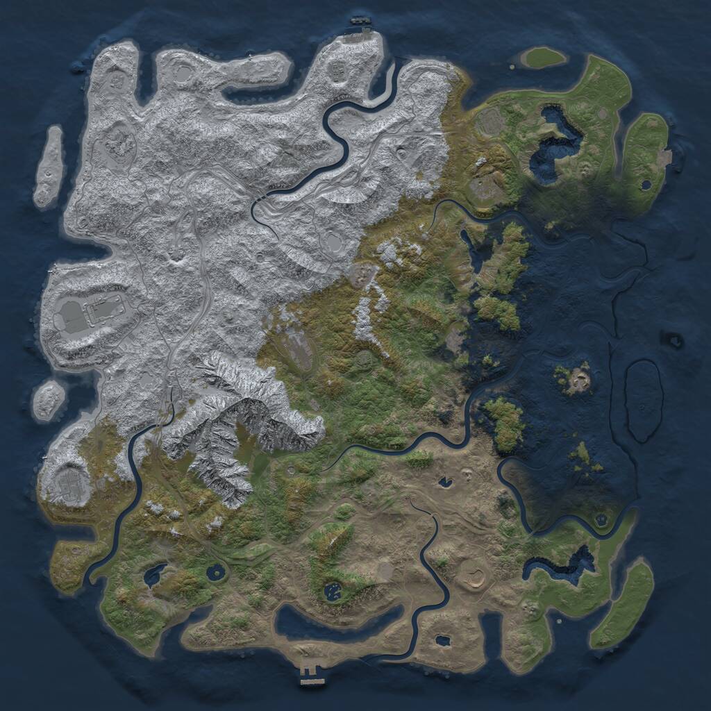 Rust Map: Procedural Map, Size: 6000, Seed: 61432278, 17 Monuments