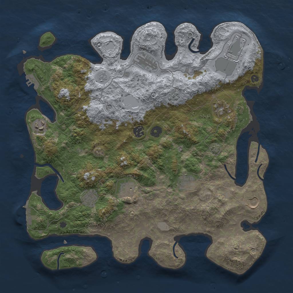 Rust Map: Procedural Map, Size: 3850, Seed: 1457557547, 18 Monuments