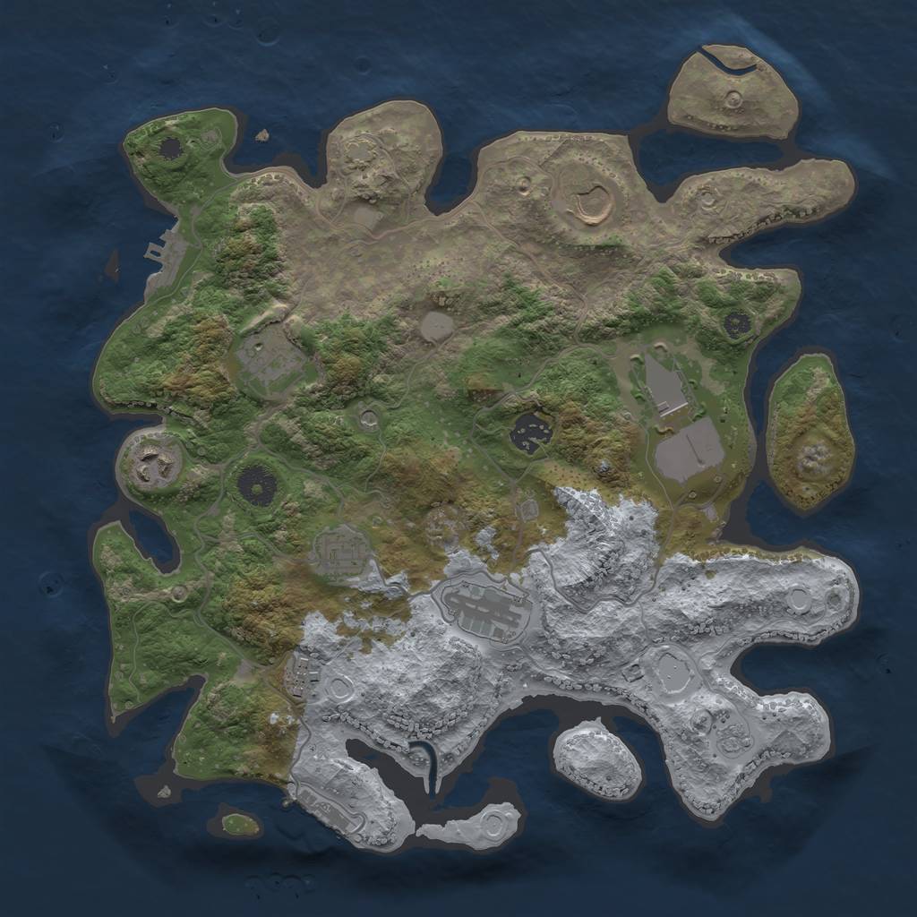 Rust Map: Procedural Map, Size: 3500, Seed: 201, 16 Monuments