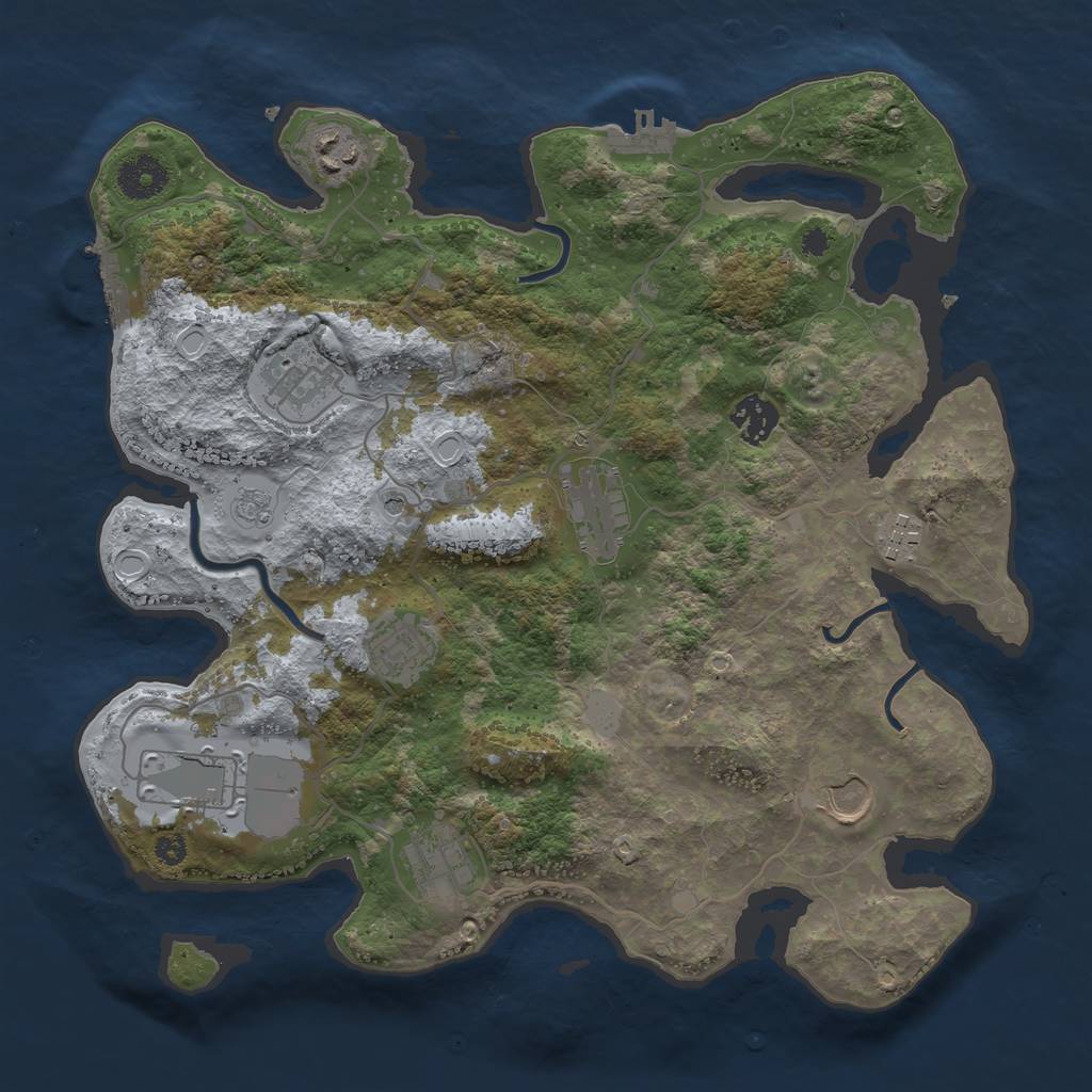 Rust Map: Procedural Map, Size: 3500, Seed: 1718228653, 16 Monuments