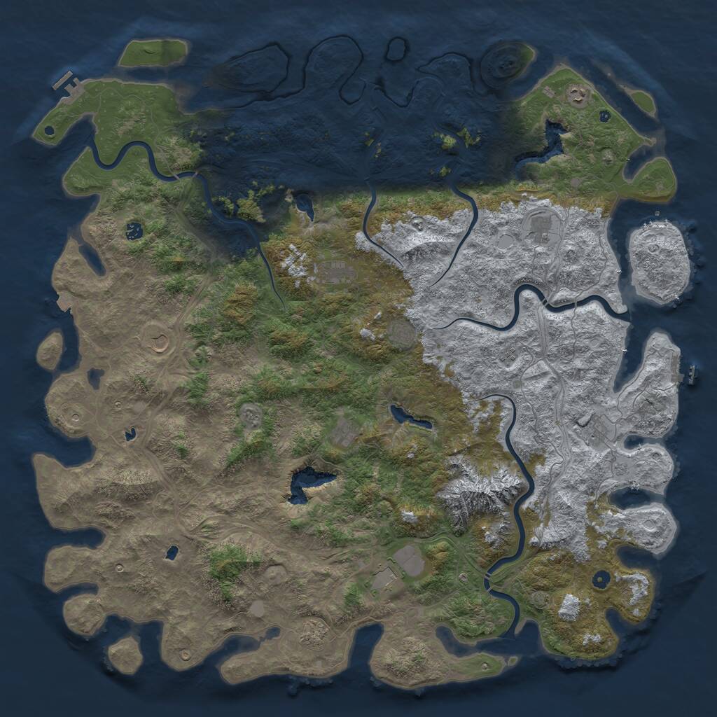 Rust Map: Procedural Map, Size: 6000, Seed: 54389324, 17 Monuments