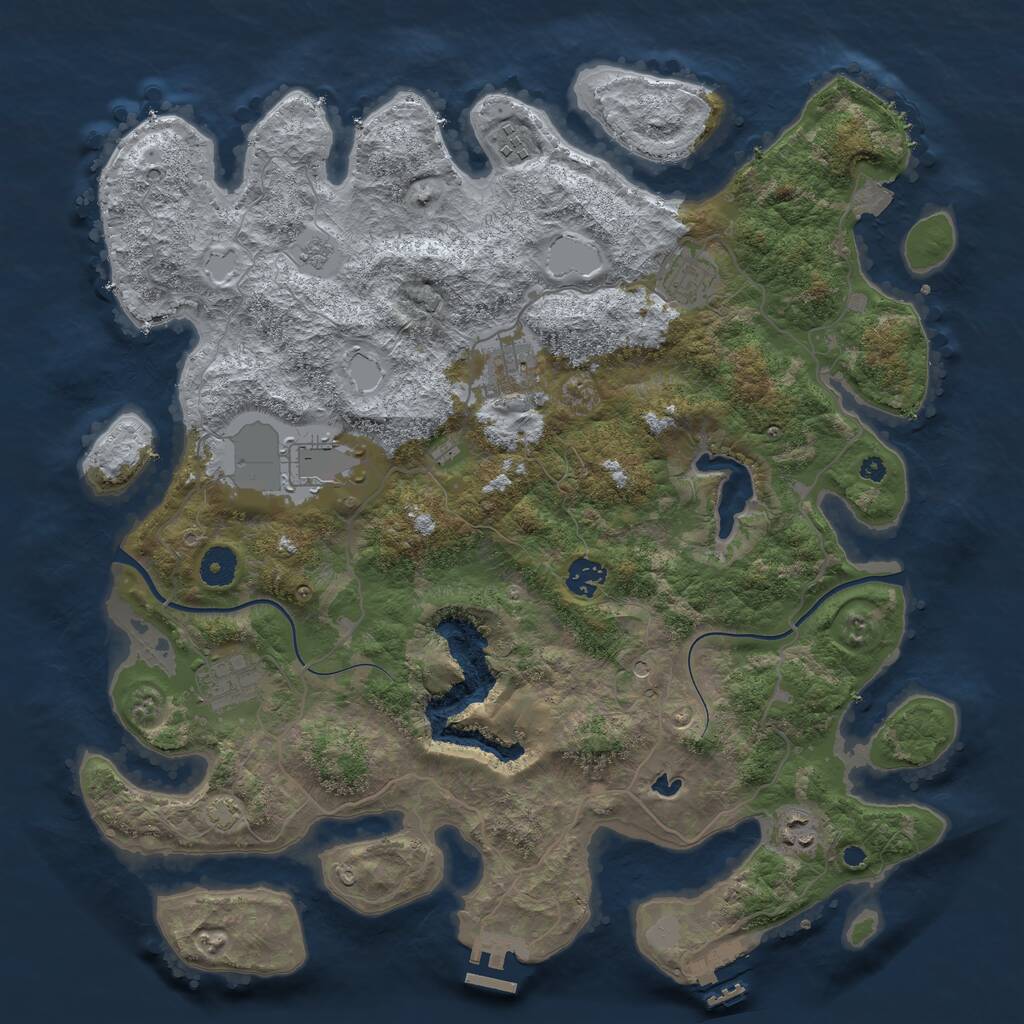 Rust Map: Procedural Map, Size: 4000, Seed: 914384805, 13 Monuments