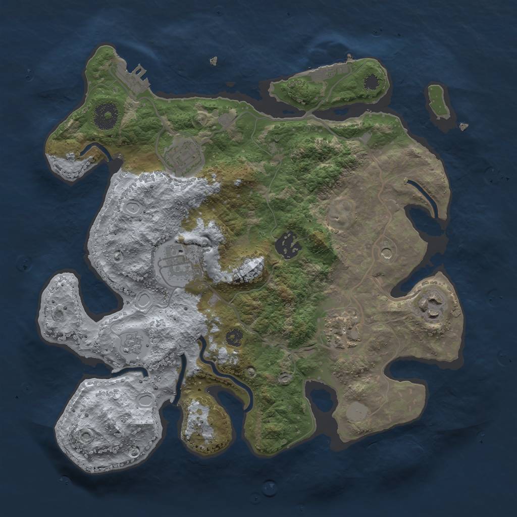 Rust Map: Procedural Map, Size: 3000, Seed: 167427, 12 Monuments