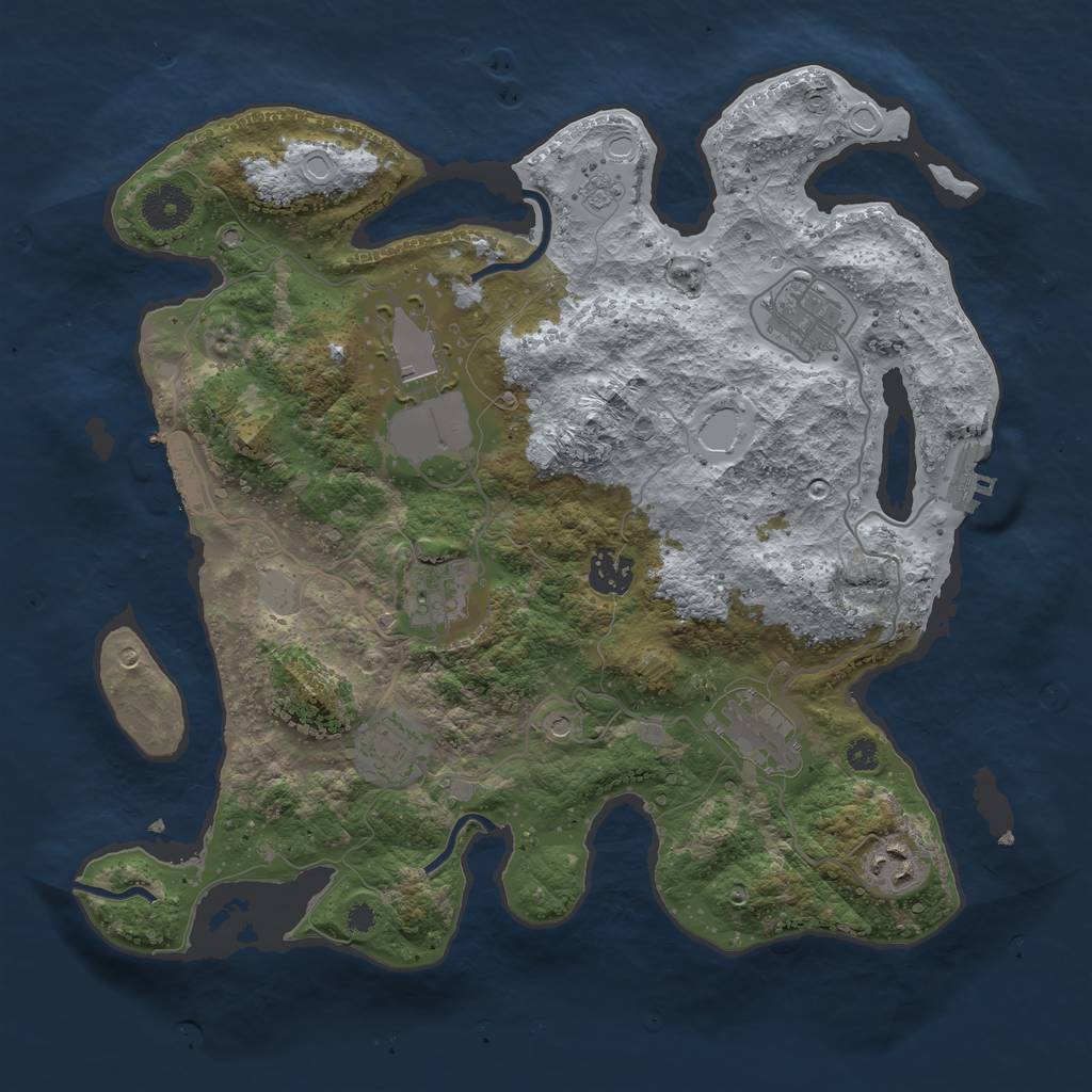 Rust Map: Procedural Map, Size: 3500, Seed: 1720440687, 14 Monuments