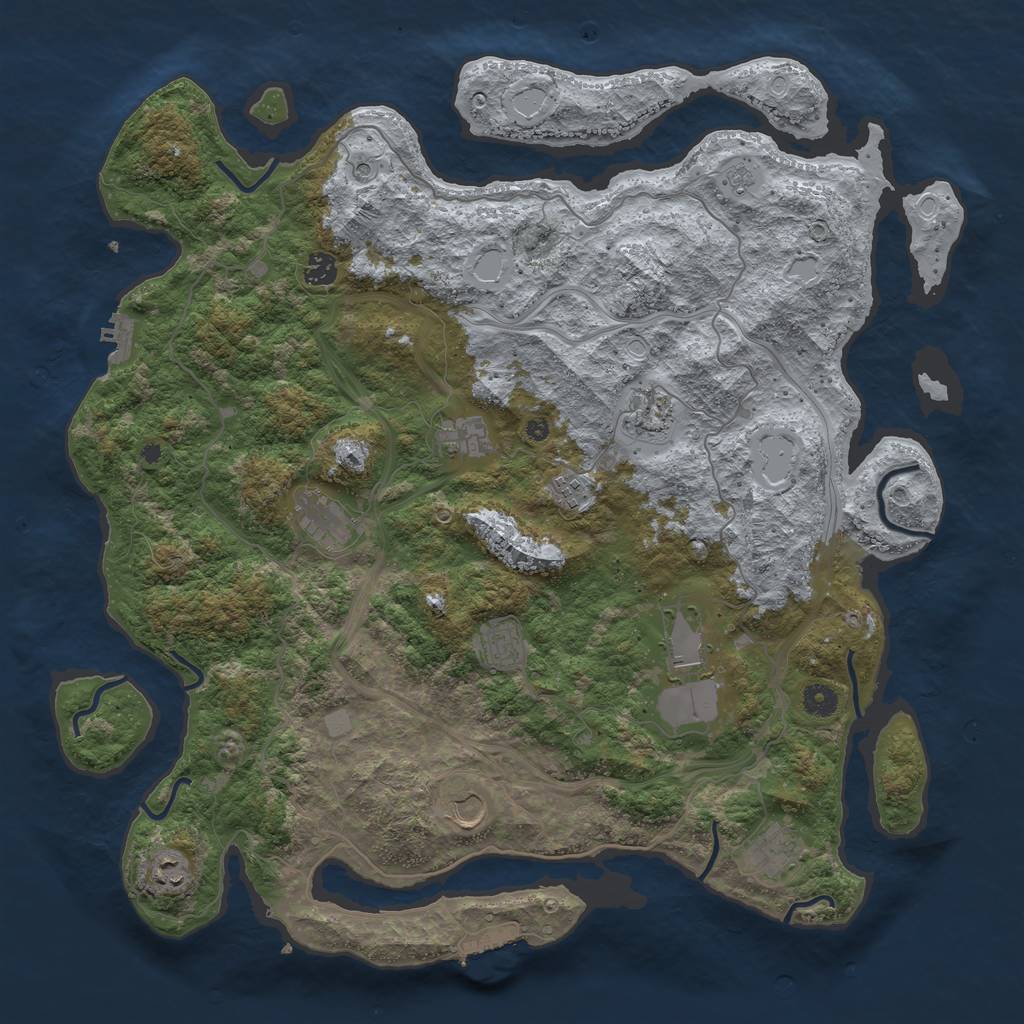 Rust Map: Procedural Map, Size: 4500, Seed: 1585328885, 17 Monuments