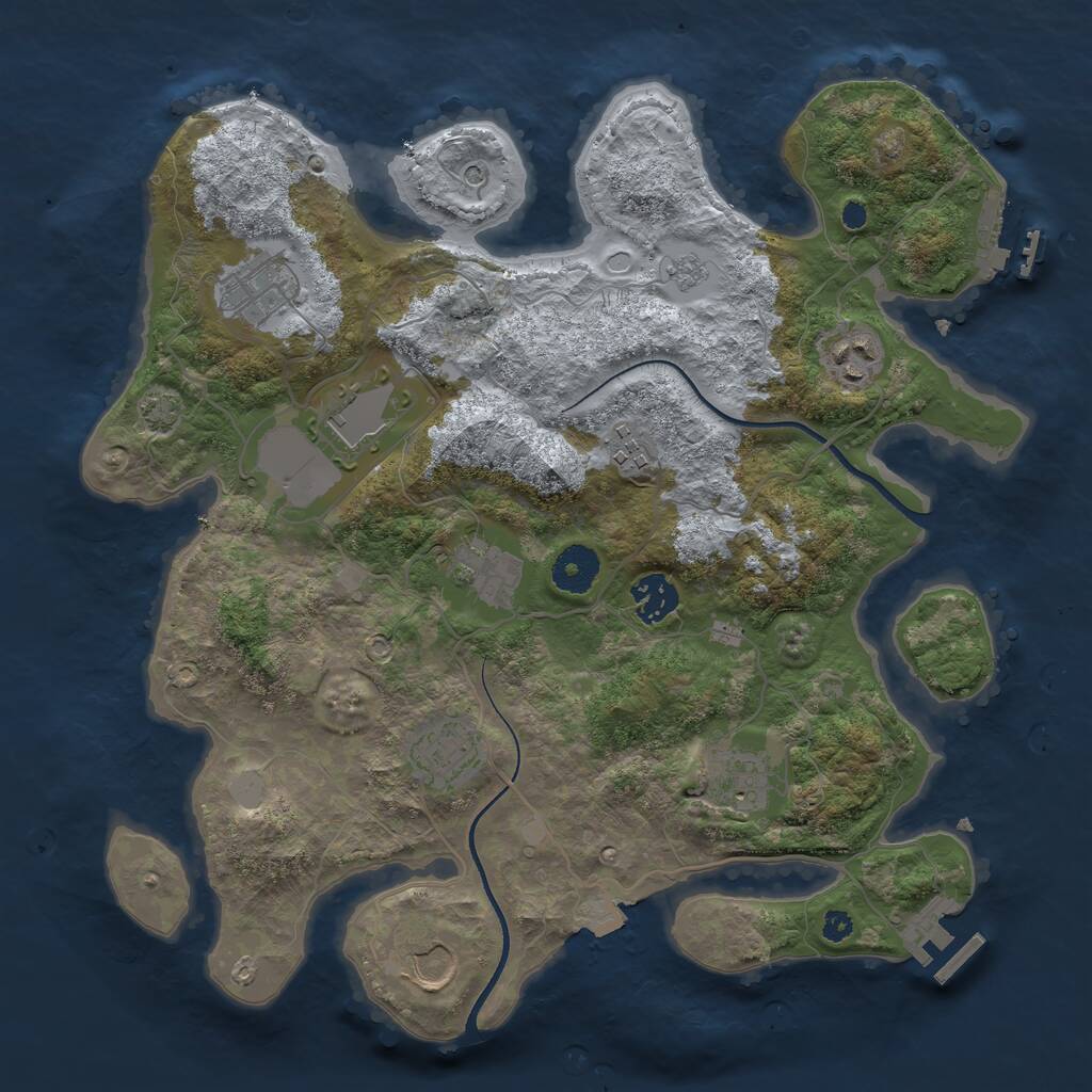 Rust Map: Procedural Map, Size: 3500, Seed: 1477875562, 15 Monuments
