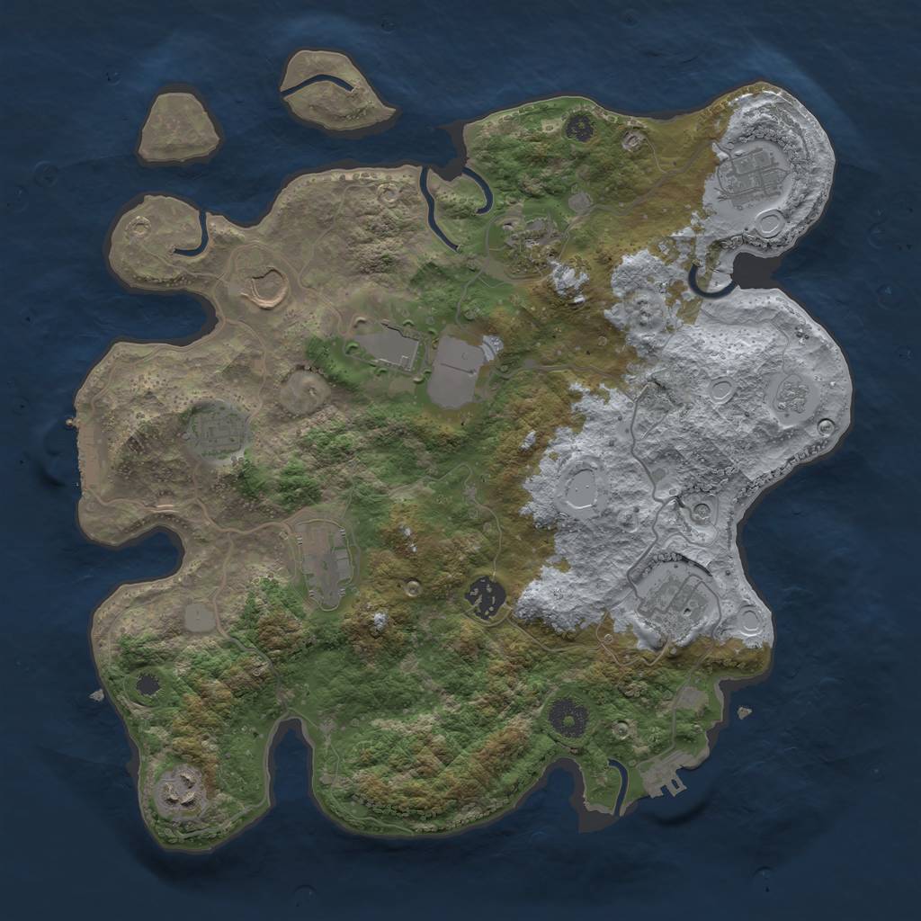 Rust Map: Procedural Map, Size: 3500, Seed: 625405082, 16 Monuments