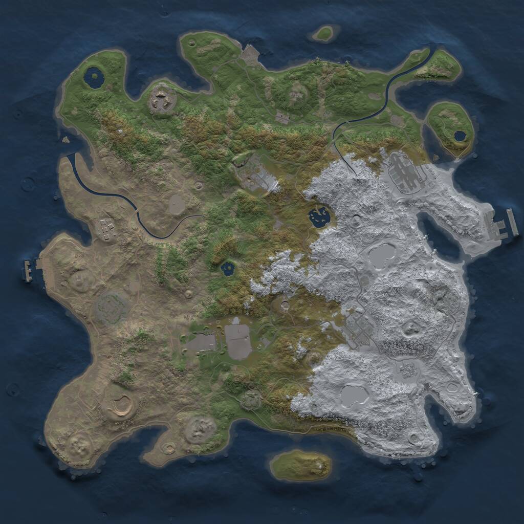 Rust Map: Procedural Map, Size: 3850, Seed: 1817684914, 15 Monuments