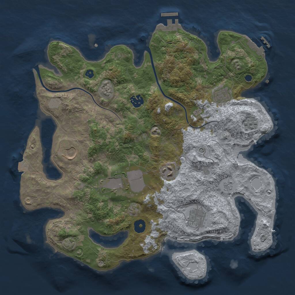 Rust Map: Procedural Map, Size: 3500, Seed: 258450, 13 Monuments