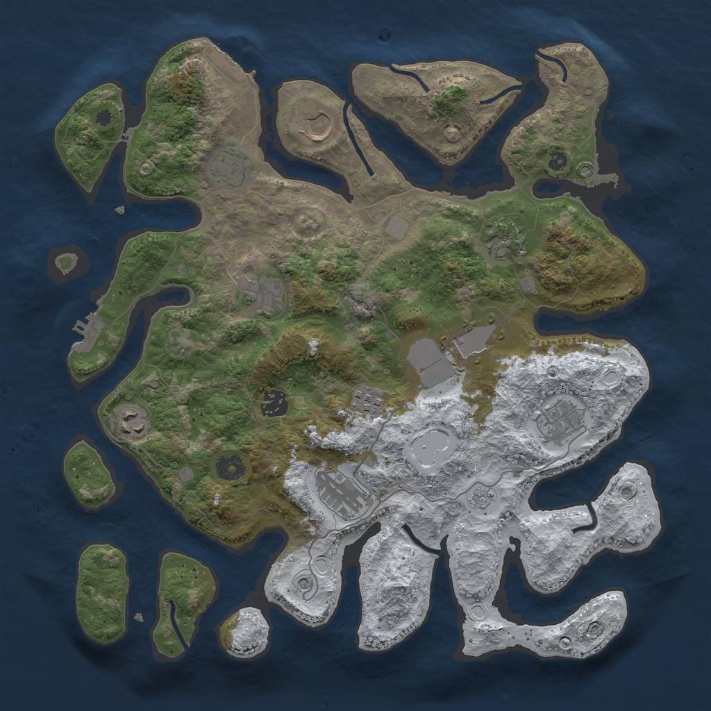 Rust Map: Procedural Map, Size: 3800, Seed: 55534423, 19 Monuments