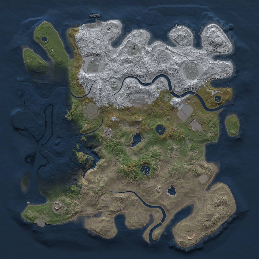 Rust Map: Procedural Map, Size: 4000, Seed: 679227, 16 Monuments