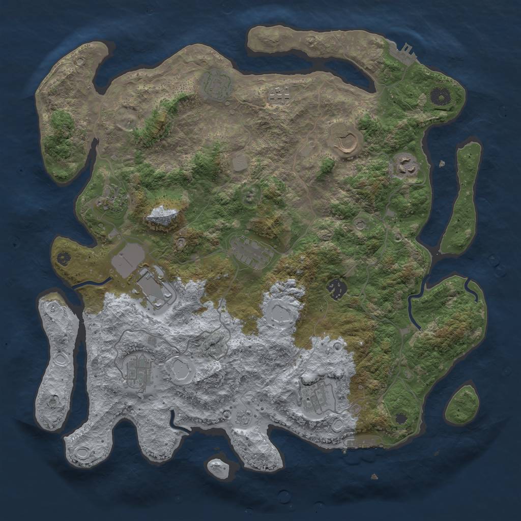 Rust Map: Procedural Map, Size: 3950, Seed: 1256334112, 17 Monuments