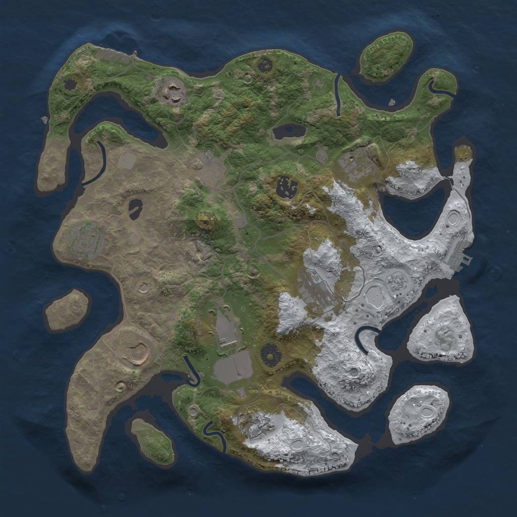 Rust Map: Procedural Map, Size: 3500, Seed: 1704564827, 18 Monuments