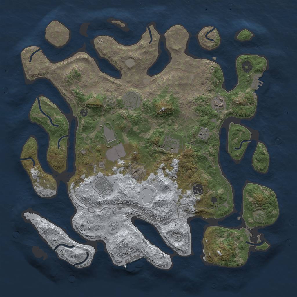 Rust Map: Procedural Map, Size: 4000, Seed: 40678857, 16 Monuments