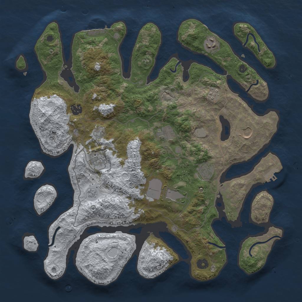 Rust Map: Procedural Map, Size: 4000, Seed: 43938938, 17 Monuments