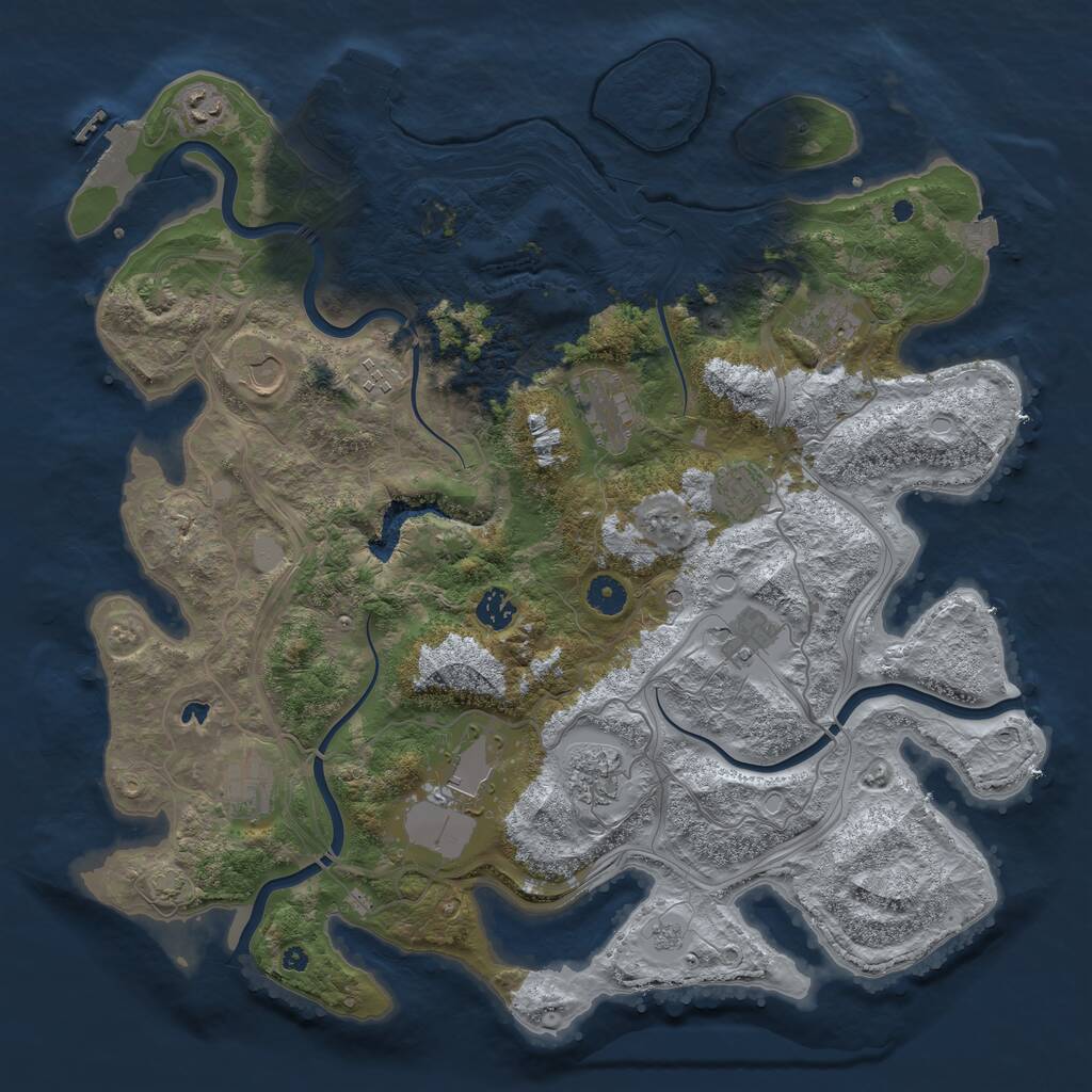 Rust Map: Procedural Map, Size: 4250, Seed: 663041088, 17 Monuments