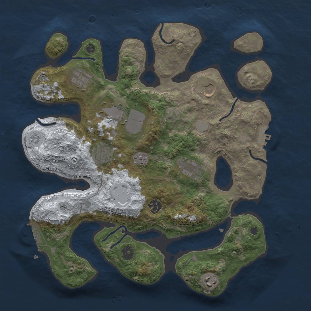 Rust Map: Procedural Map, Size: 3550, Seed: 366116, 17 Monuments