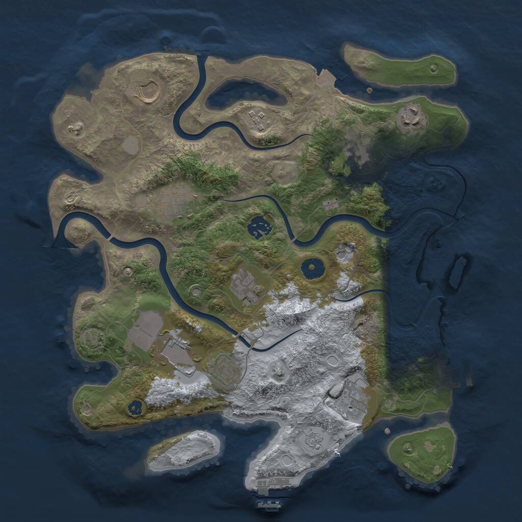 Rust Map: Procedural Map, Size: 3550, Seed: 413085, 16 Monuments