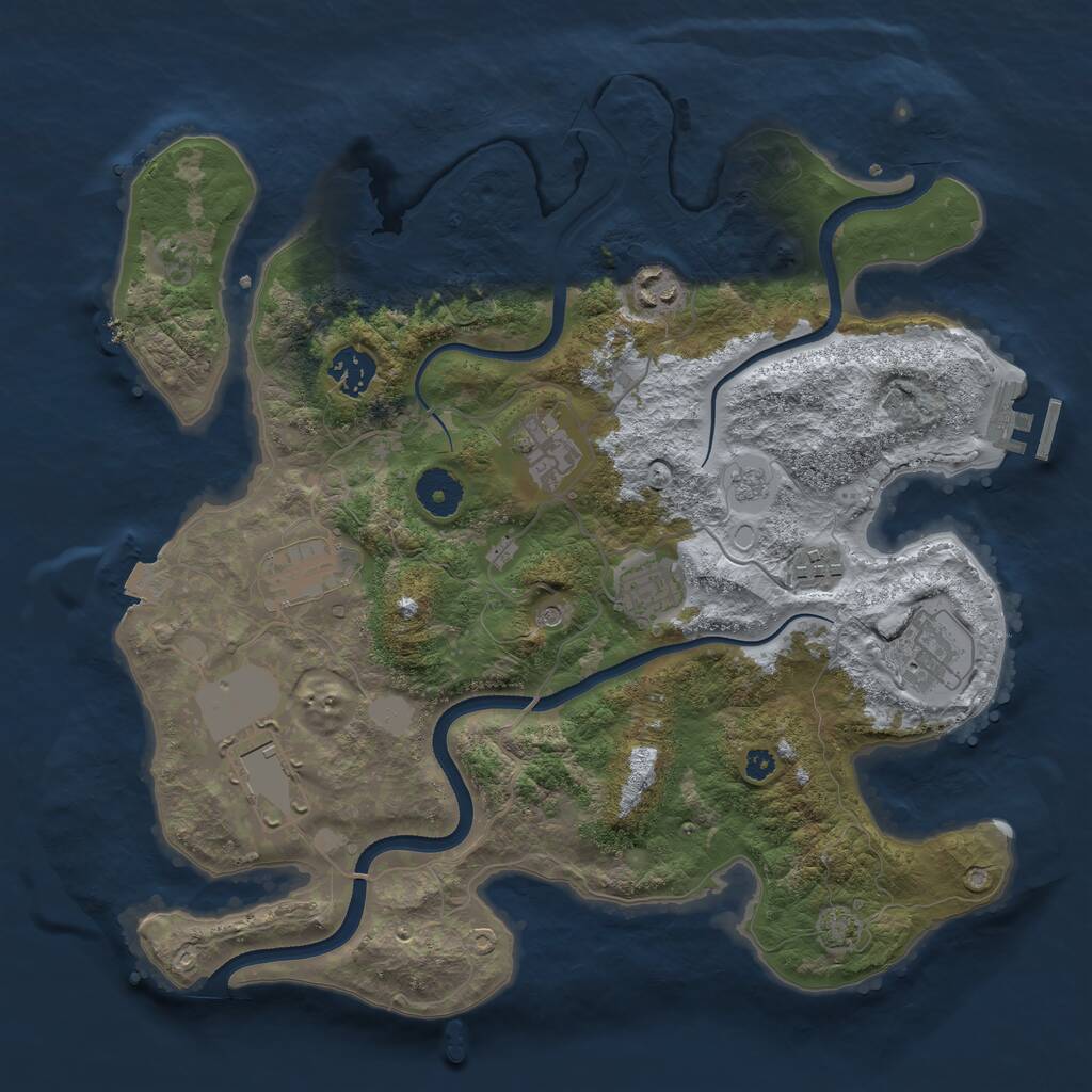 Rust Map: Procedural Map, Size: 3550, Seed: 407742, 13 Monuments