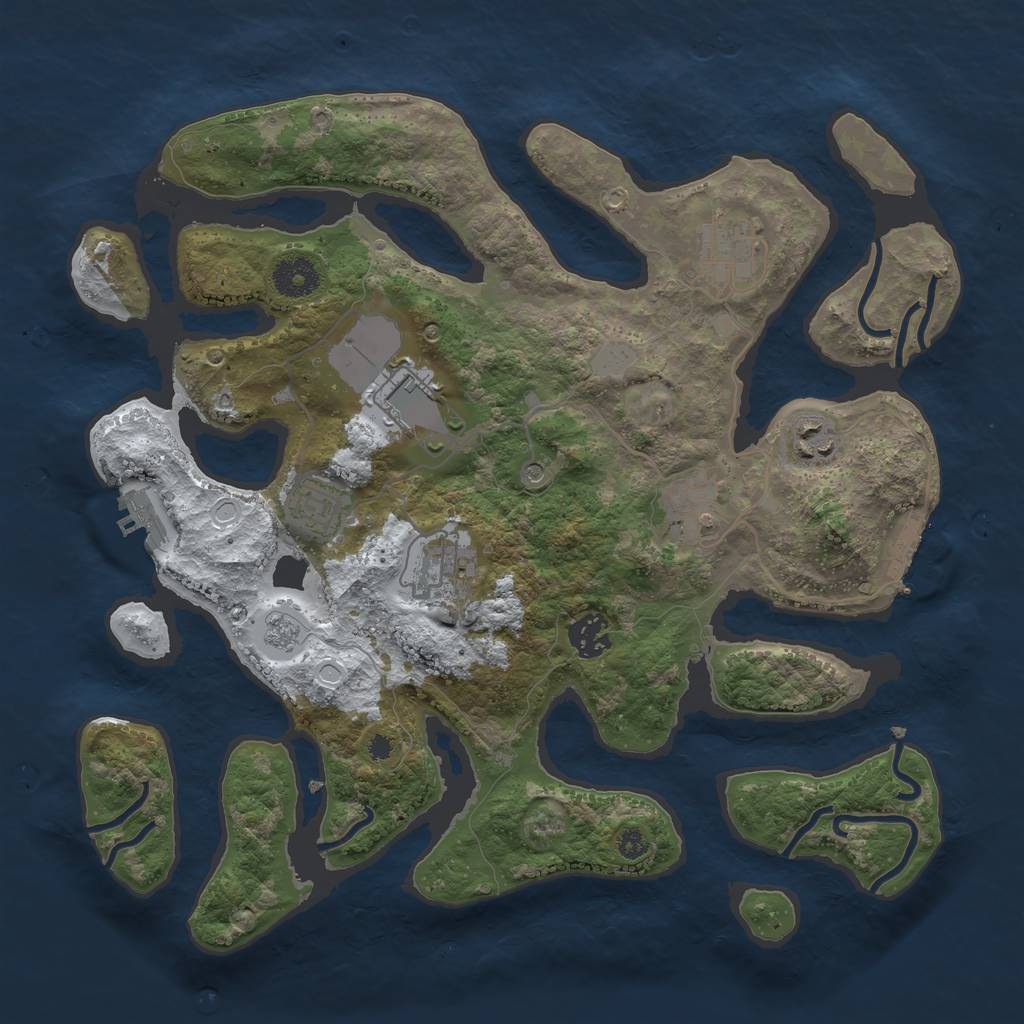 Rust Map: Procedural Map, Size: 3550, Seed: 407582, 16 Monuments