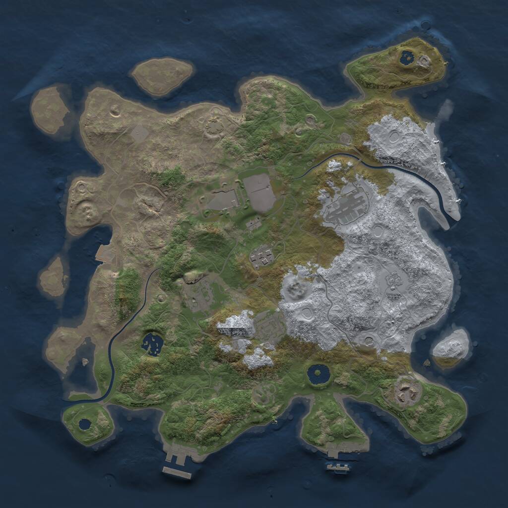 Rust Map: Procedural Map, Size: 3550, Seed: 329371, 13 Monuments