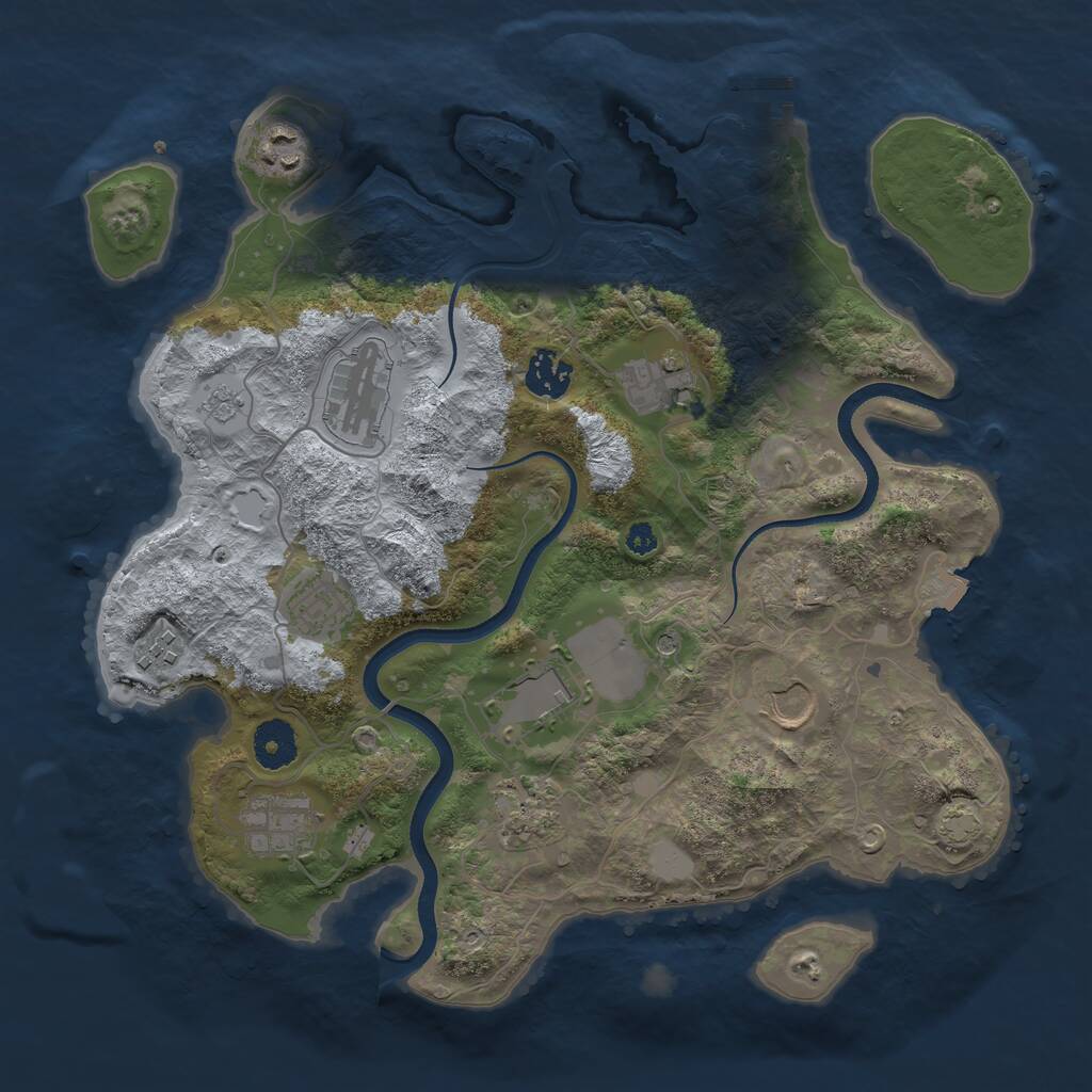 Rust Map: Procedural Map, Size: 3500, Seed: 5692229, 15 Monuments