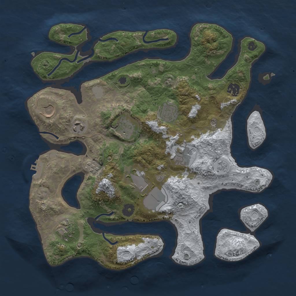 Rust Map: Procedural Map, Size: 3500, Seed: 1219079, 17 Monuments