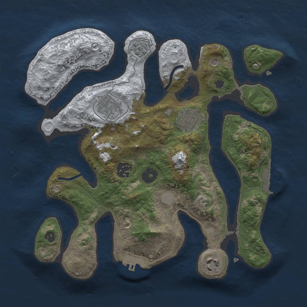 Rust Map: Procedural Map, Size: 3000, Seed: 2718328, 13 Monuments