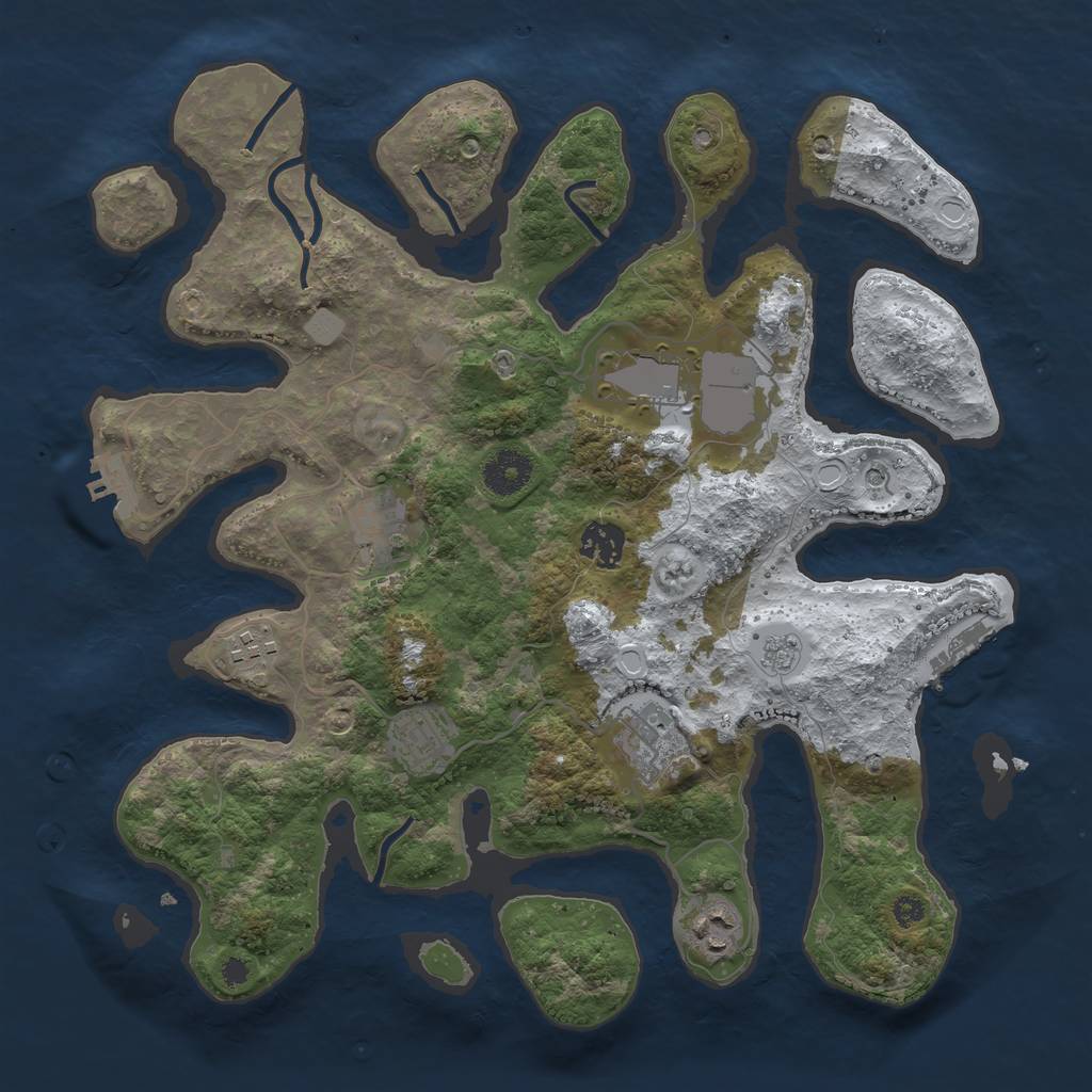 Rust Map: Procedural Map, Size: 3550, Seed: 61764, 16 Monuments