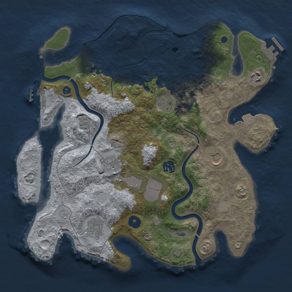 Rust Map: Procedural Map, Size: 3550, Seed: 985914, 14 Monuments