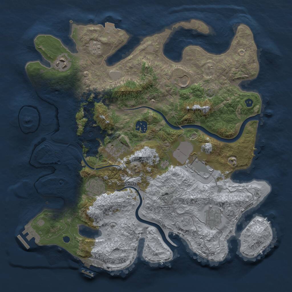 Rust Map: Procedural Map, Size: 3550, Seed: 961162, 14 Monuments