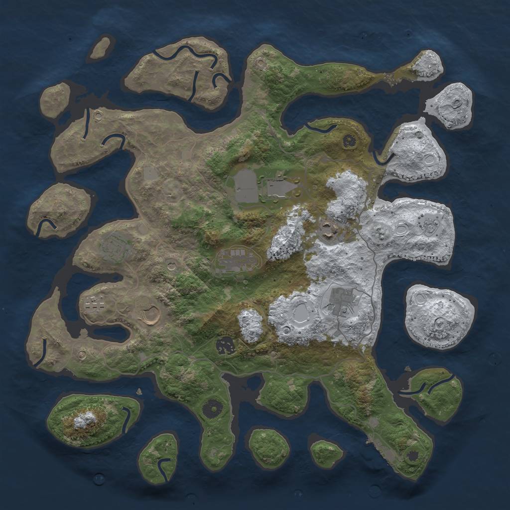Rust Map: Procedural Map, Size: 4000, Seed: 43558, 16 Monuments