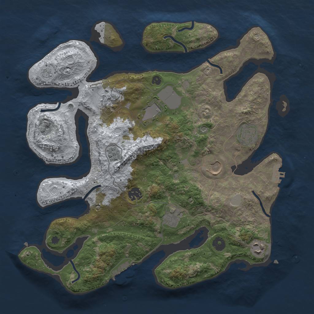 Rust Map: Procedural Map, Size: 3550, Seed: 944286, 17 Monuments