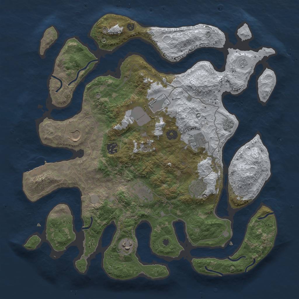 Rust Map: Procedural Map, Size: 4000, Seed: 734970, 16 Monuments