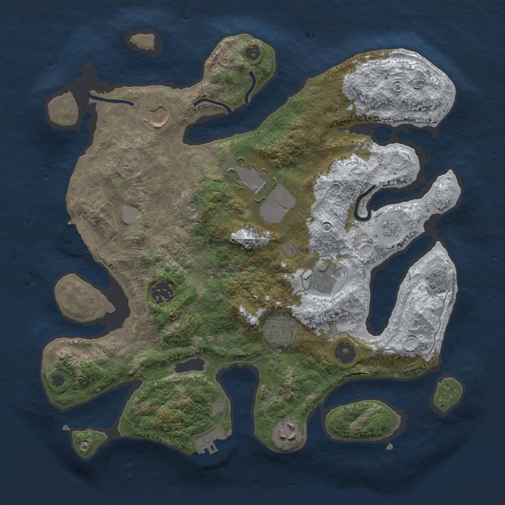 Rust Map: Procedural Map, Size: 3550, Seed: 886726, 16 Monuments