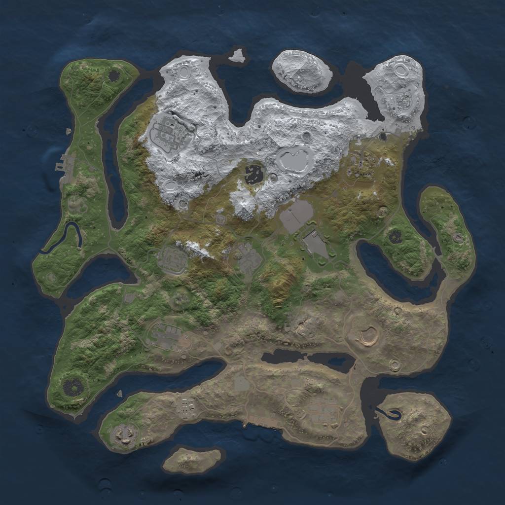 Rust Map: Procedural Map, Size: 3850, Seed: 552189833, 20 Monuments